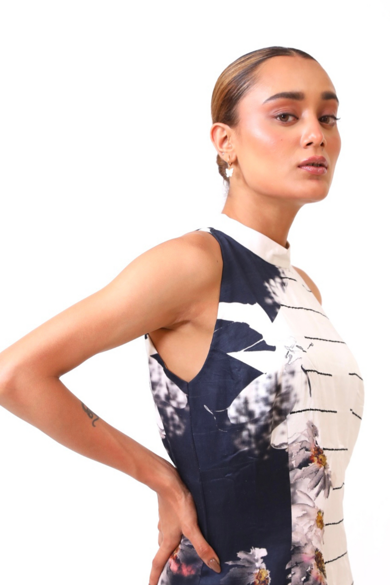 Ink Petal Column Dress