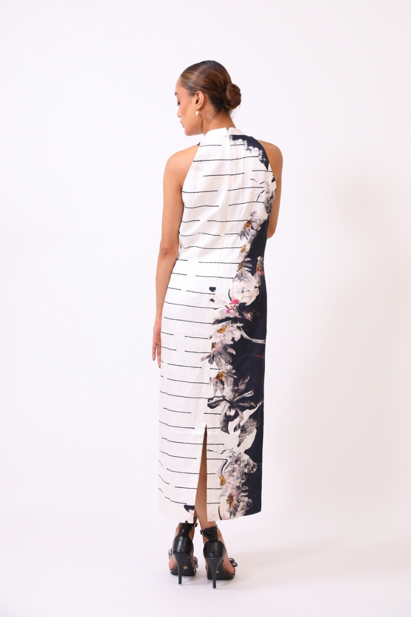 Ink Petal Column Dress