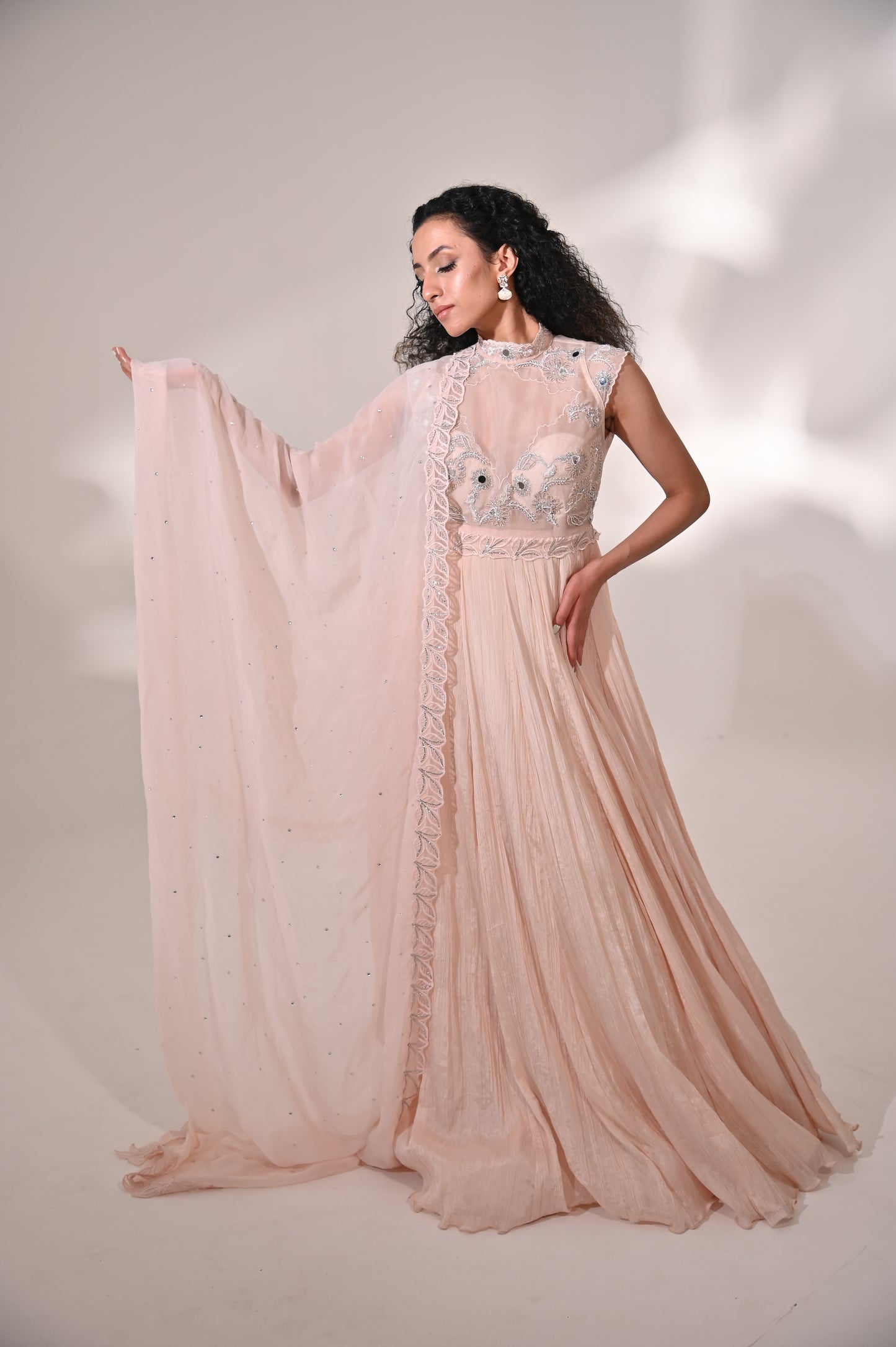 Crushed flared Anarkali