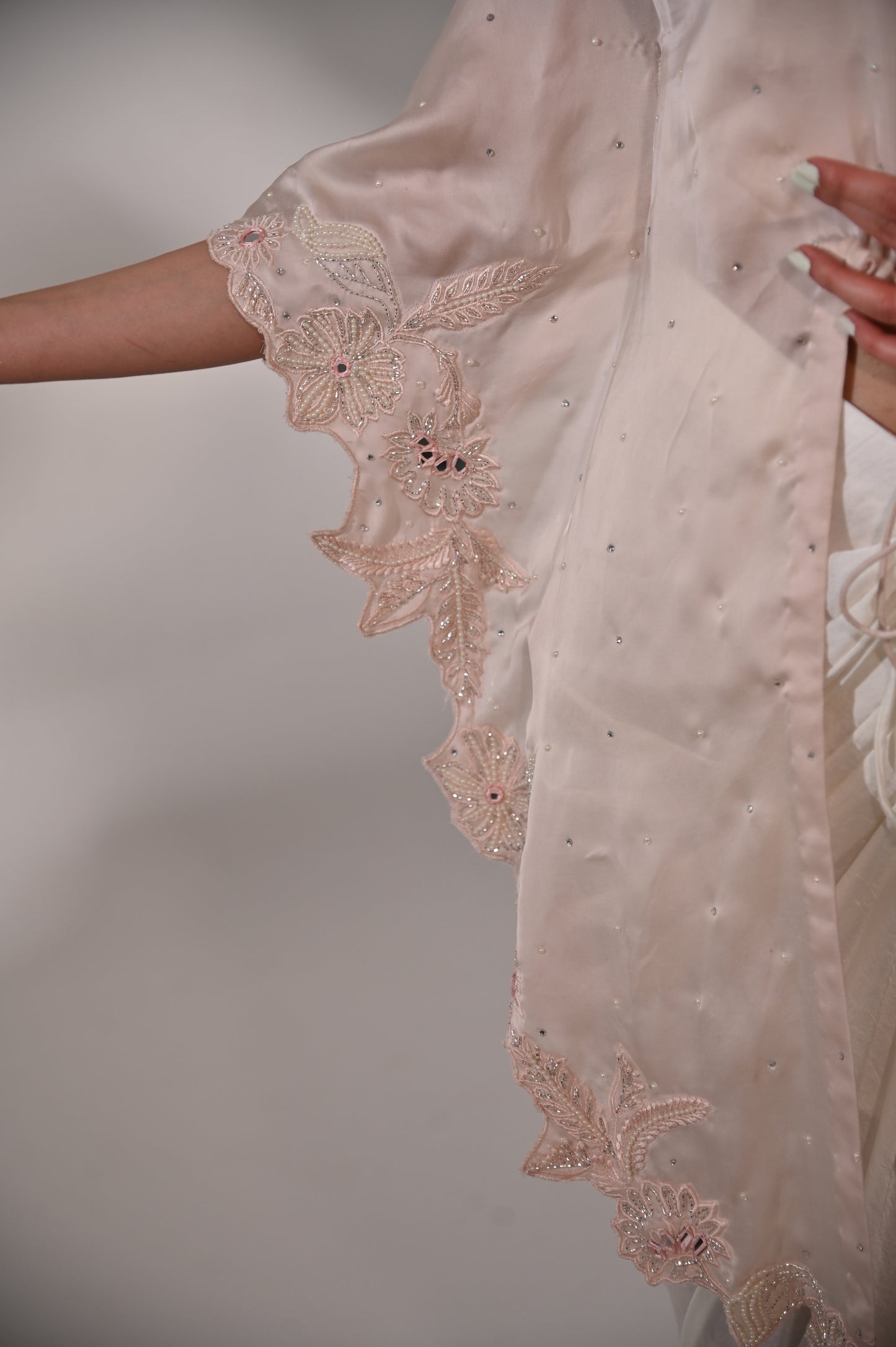 Embroidered Kaftan Cut Top with Drape Skirt