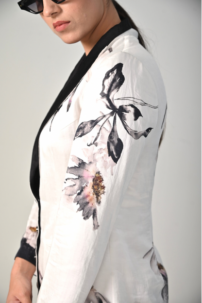 Monochrome Bloom Blazer Dress