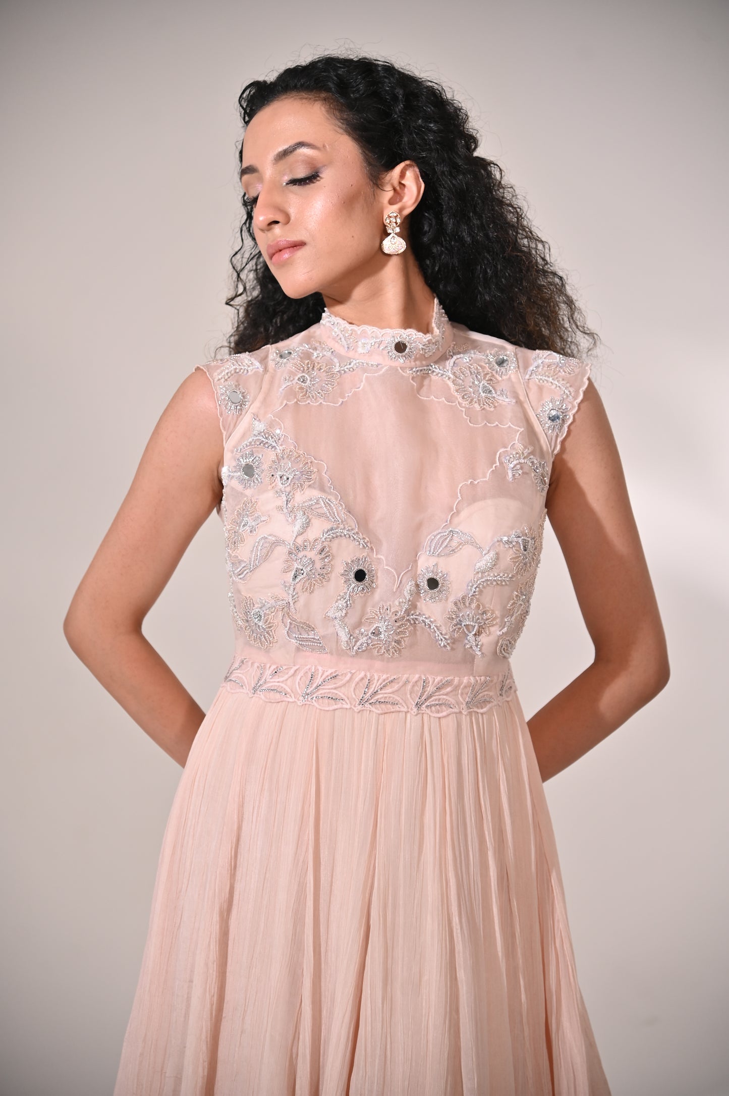 Crushed flared Anarkali