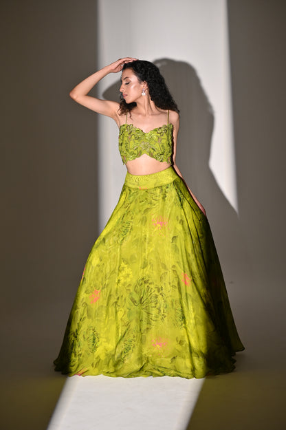 Printed Lehnga Set with Embroidered Blouse