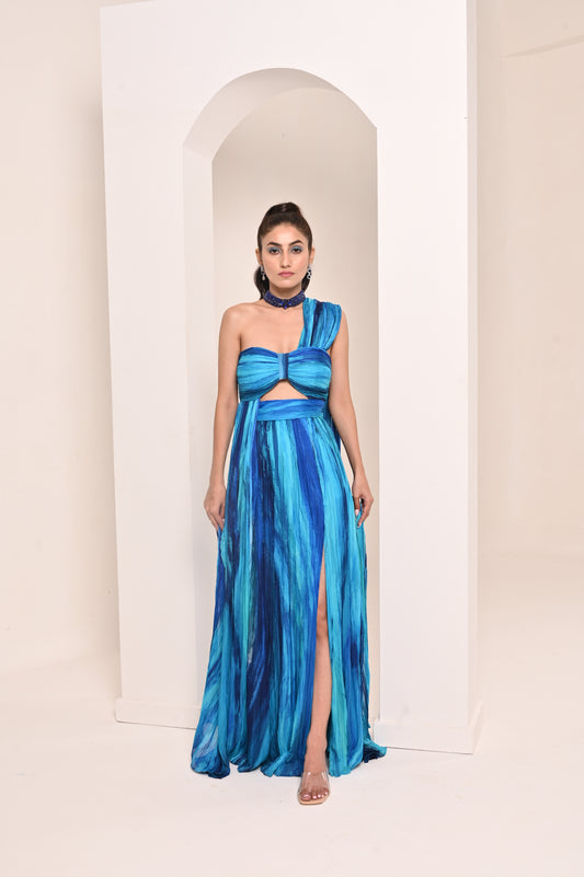 Printed Drape Gown