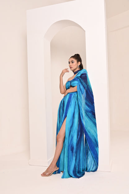 Printed Drape Gown